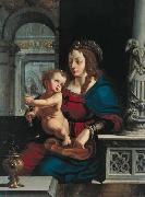 Madonna and Child againt the renaissance background Joos van cleve